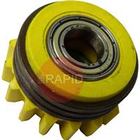 3142200 Kemppi Bearing Feed Roll Yellow, 1.6mm Trapezoid Groove For Aluminium