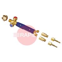 33081100 GasiQ D75 Ergo Oxy/Acetylene Complete Shank Kit, with Non-Return Valves & Quick Connector