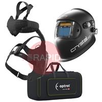 4600.120 Optrel Crystal 2.0 Black Welding Helmet & Swiss Air PAPR Air Fed Halfmask System, Ready To Weld Package