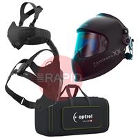4600.130 Optrel Panoramaxx CLT Black Welding Helmet & Swiss Air PAPR Air Fed Halfmask System, Ready To Weld Package