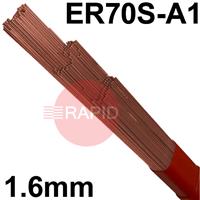 604245 Lincoln LNT 12 Steel Tig Wire, 1.6mm Diameter x 1000mm Cut Lengths - AWS A5.28 ER70S-A1. 5.0kg Pack