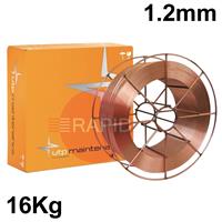 67908 UTP Robotic Chromeless 600 Seamless Hard Facing Cored Wire. Hardness - 57 - 62 RC. 1.2mm x 16Kg Reel. EN 14700 T Z Fe8