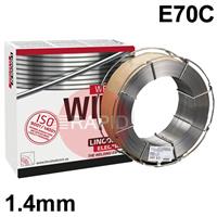 900328 Lincoln Electric OUTERSHIELD MC-710-H, 1.4mm Gas-Shielded Flux Cored MIG Wire, 16Kg Reel, E70C-6M H4