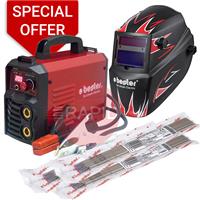B18258-1-WH Lincoln Bester 210-ND MMA Inverter Arc Welder, with 3m Arc Leads & Bester Welding Helmet - 230v, 1ph