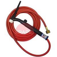 CK-CK17V12RSFFX CK17V Flex Head Gas Cooled TIG Torch With 1pc 4m Superflex Cable & Gas Valve. G3/8