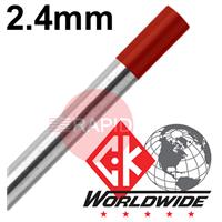 CK-T3327GT2 CK 2.4mm x 175mm (3/32 x 7 inch) 2% Thoriated Tungsten
