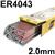 180416R120  Esab OK Tigrod 4043 Aluminium Tig Wire, 2.0mm Diameter x 1000mm Cut Lengths - AWS A5.10 R4043. 2.5kg Pack