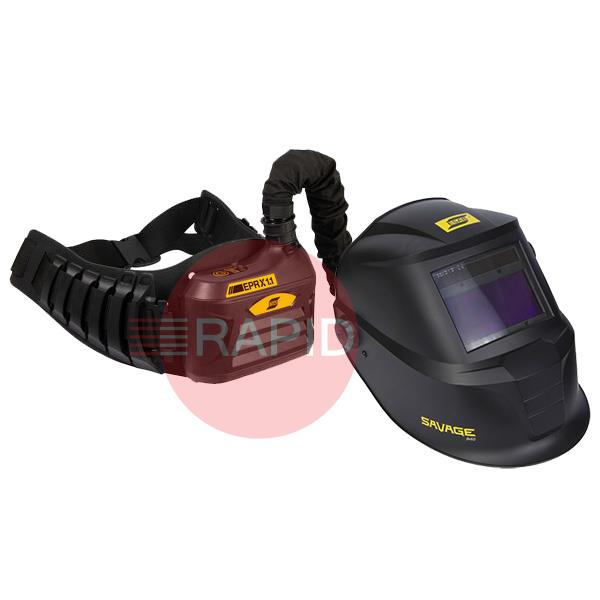 0700500400P  ESAB Savage A40 Air with ESAB EPR-X1.1 PAPR System & 1m Hose, Ready to Weld Package