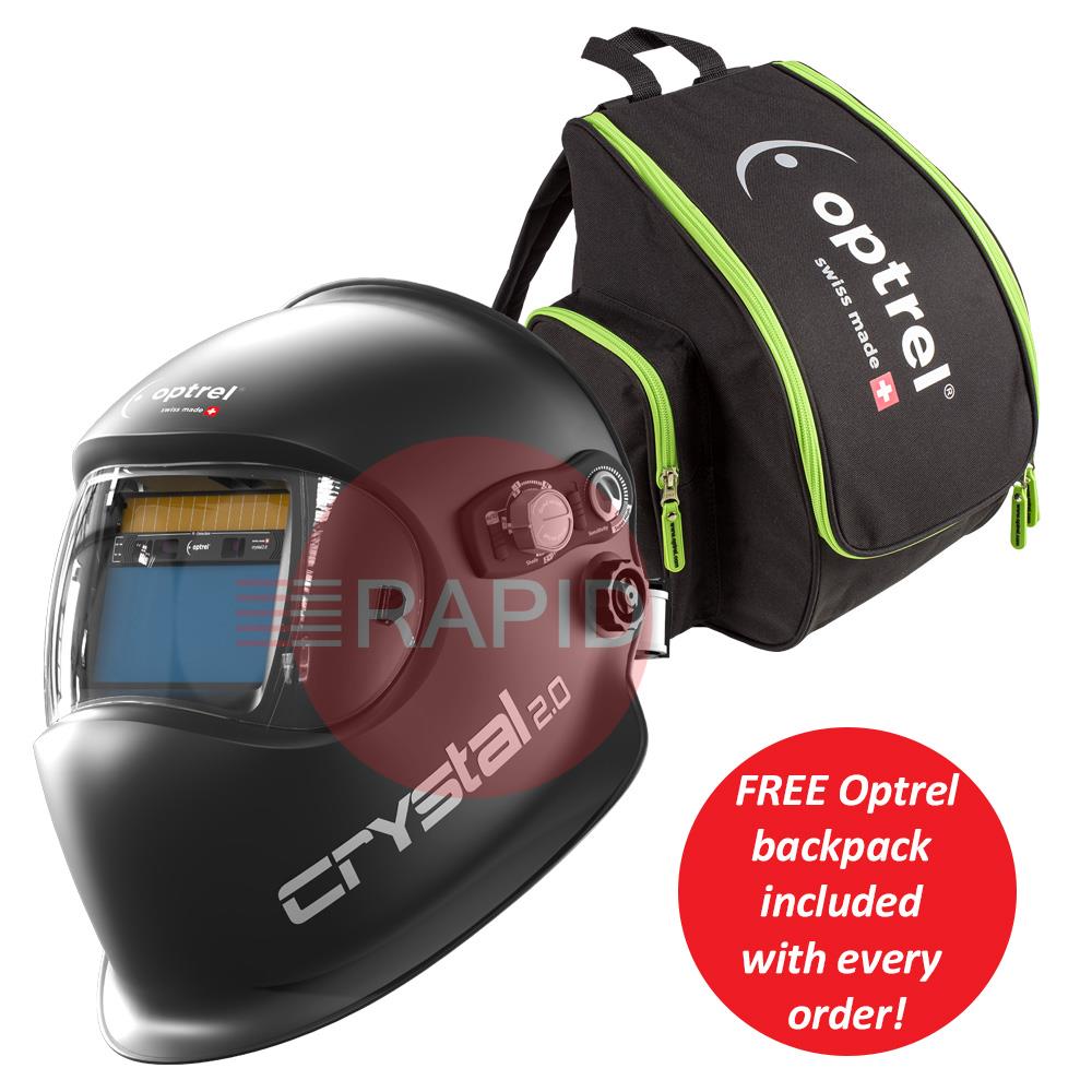 1006.901  Optrel Crystal 2.0 Black Auto Darkening Welding Helmet, Shade 4 - 12