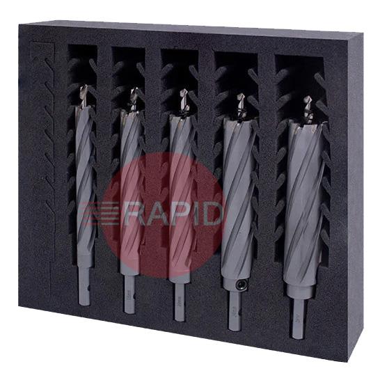 101035-SET1  HMT VersaDrive TCT HoleCutter Extra Long InsertFoam 6 Piece Set (14 - 26mm) + 2 Pilots