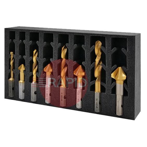 306025-SET1  HMT Versadrive Combo InsertFoam 8 Piece Set (M6 - M12 DrillTaps + Countersinks)