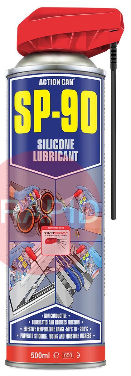 33319  Action Can SP-90 Twin Spray Silicone Lubricant Spray, 500ml