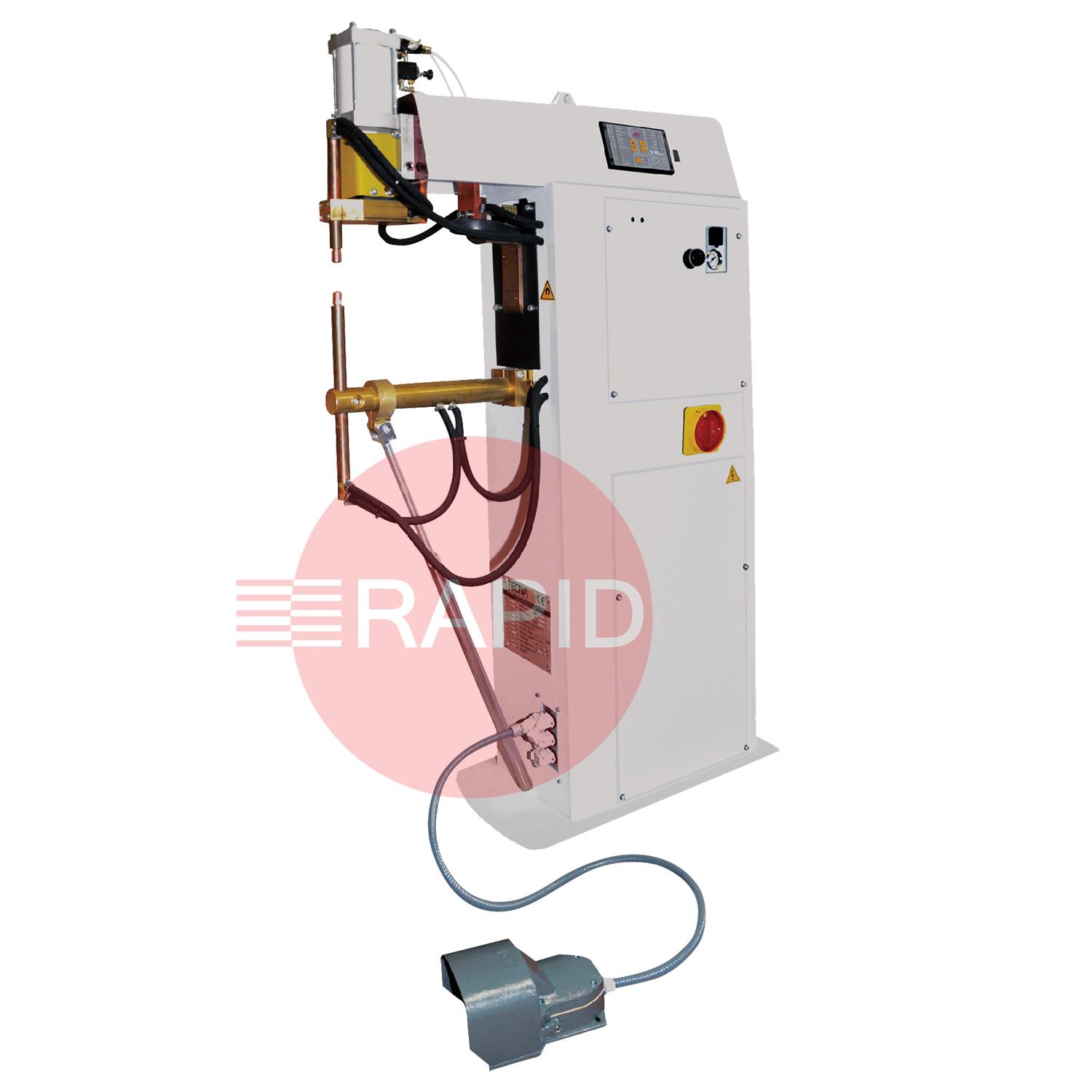 4665  Tecna 35 kVA Linear Action Column Pneumatic Operated Spot Welder w/ TE101 Processor