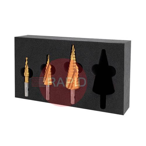505030-SET1  HMT VersaDrive Step Drill Bit InsertFoam 3 Piece Set (1/2, 7/8, 1-3/8)