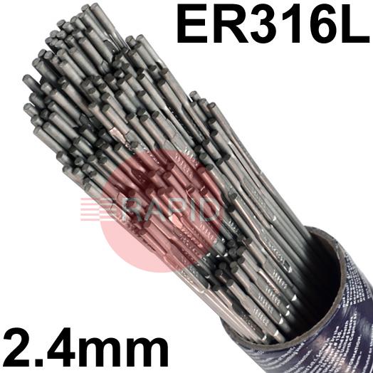 69633  Bohler Thermanit GE-316L Stainless Steel Tig Wire, 2.4mm Diameter x 1000mm Cut Lengths - AWS A5.9 ER316L. 5.0kg Pack