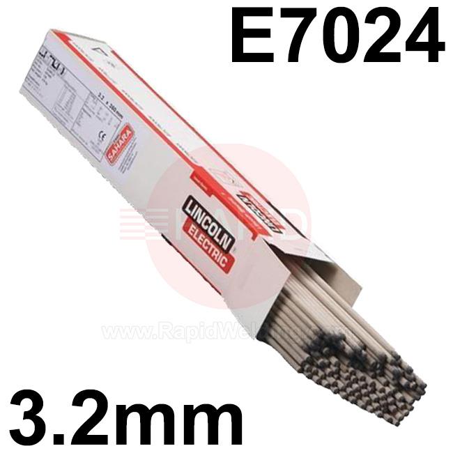 810615  Lincoln Ferrod 160T, 3.2mm Rutile Electrodes, 450mm Long, 16.2Kg Carton, E7024