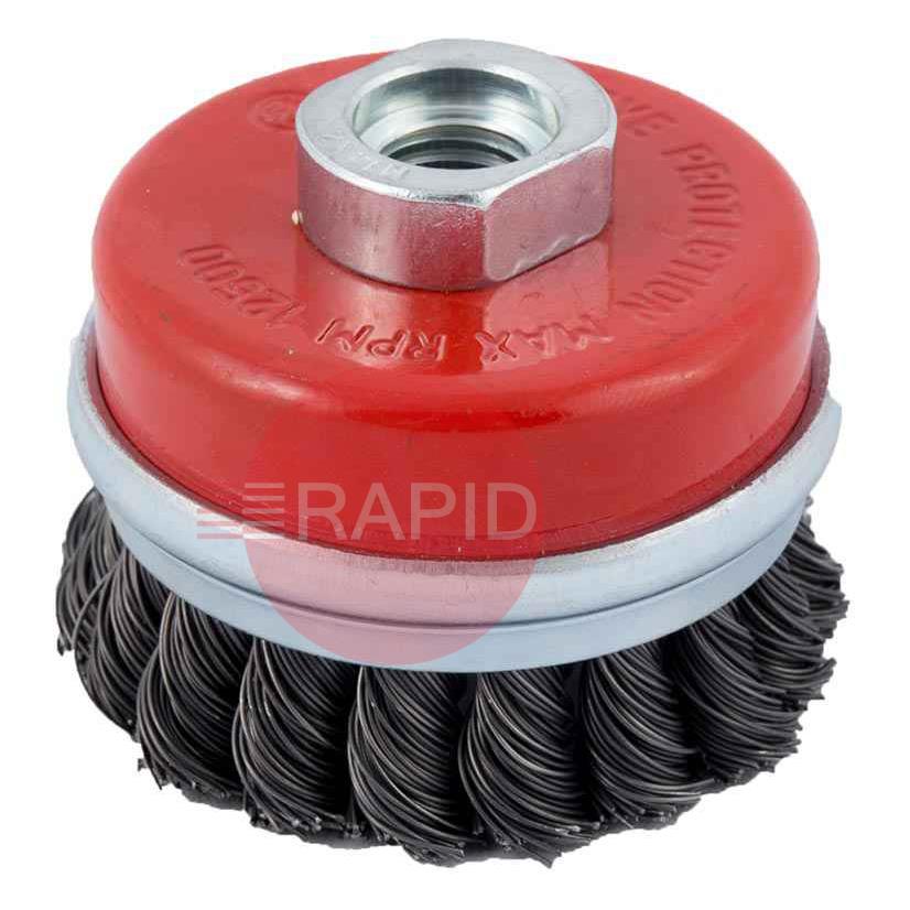 ABWB07014T-1  Abracs Twist Knot Cup Brush 70mm Diameter x M14 Thread (Single)