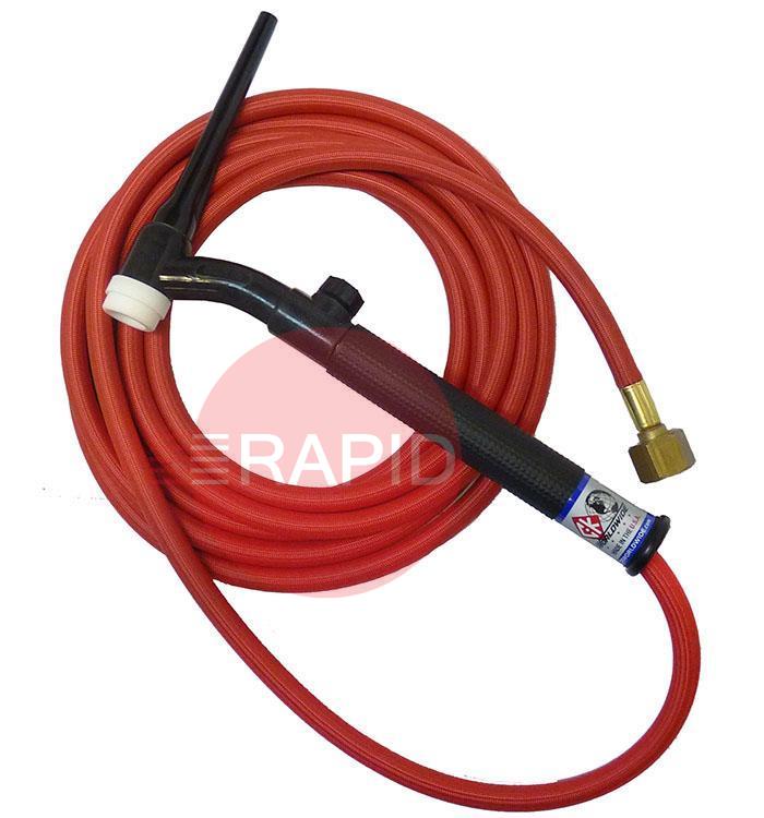 CK-CK17V25RSFFX  CK17V Flex Head Gas Cooled TIG Torch With 1pc 8m Superflex Cable & Gas Valve G3/8 Machine Connection, 150 Amp @ 100% Duty Cycle