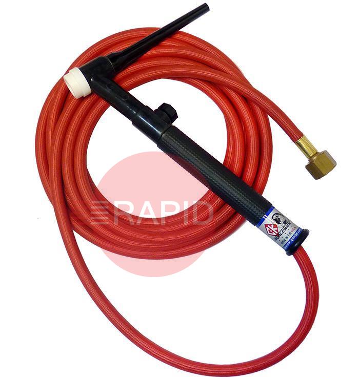 CK-CK17V25RSFRG  CK17V Gas Cooled TIG Torch with 1pc 8m Superflex Cable & Gas Valve G3/8 Machine Connection, 150 Amp @ 100% Duty Cycle