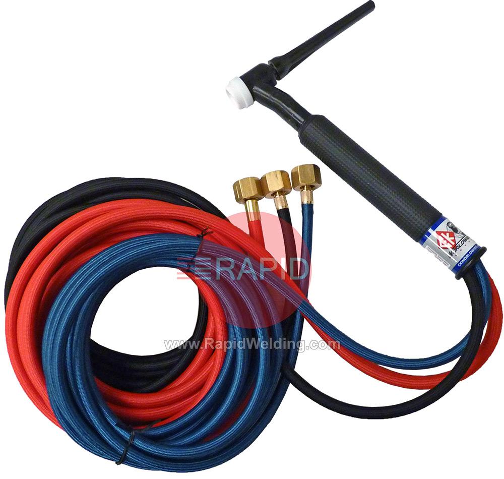 CK-CK1825SFFX  CK18 3 Series Water-Cooled 350 Amp TIG Torch with 8m Superflex Cables & G3/8 Machine Connections, Flex Head