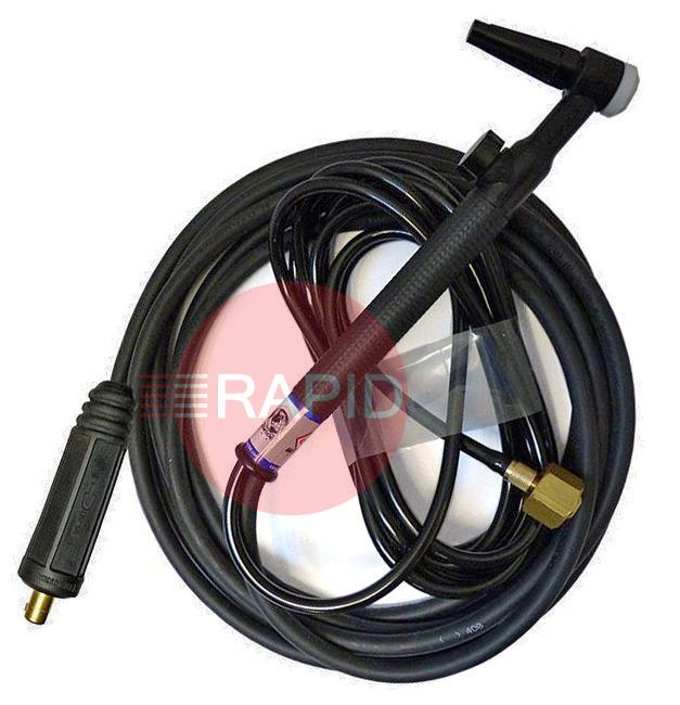 CK-CK9V-4M-2FX  CK 9V TIG Torch With Gas Valve, Gas Hose G3/8 Machine Connection,  4M Power Cable 35mm Dinse Plug