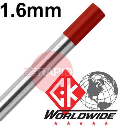 CK-T1167GT2  CK 1.6mm x  175mm (1/16 x 7 inch) 2% Thoriated Tungsten
