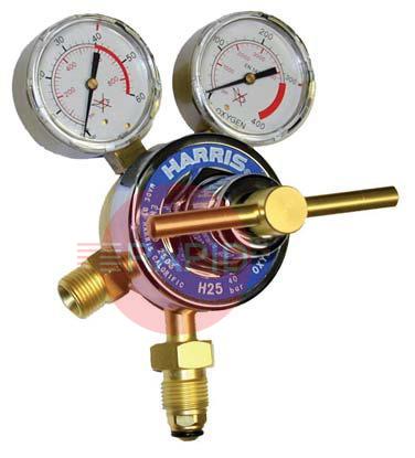 H1110  Harris Oxygen H25 HIGH Flow Regulator 15.0 bar, 1/2 BSP RH Outlet