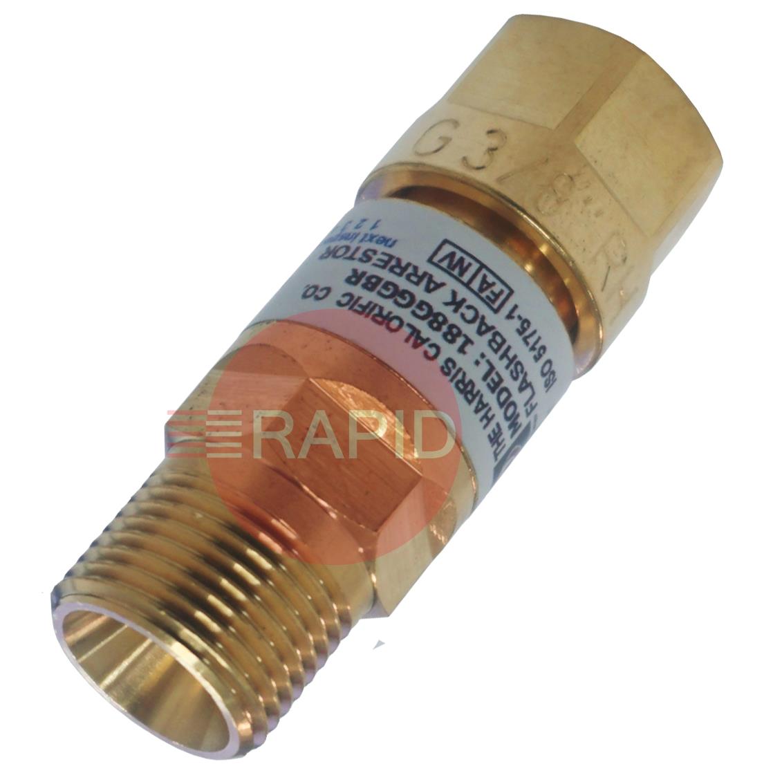H1296  Oxygen Torch Mounted Flash Arrestor. 3/8 BSP R/H Connection