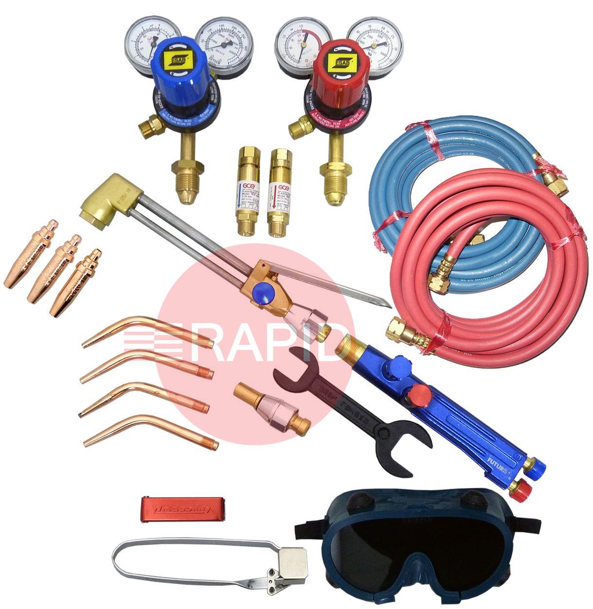 KITWLCUOXACBE  Type III Medium Duty Oxy Acetylene Welding & Cutting Kit with Bottom Entry Regulators
