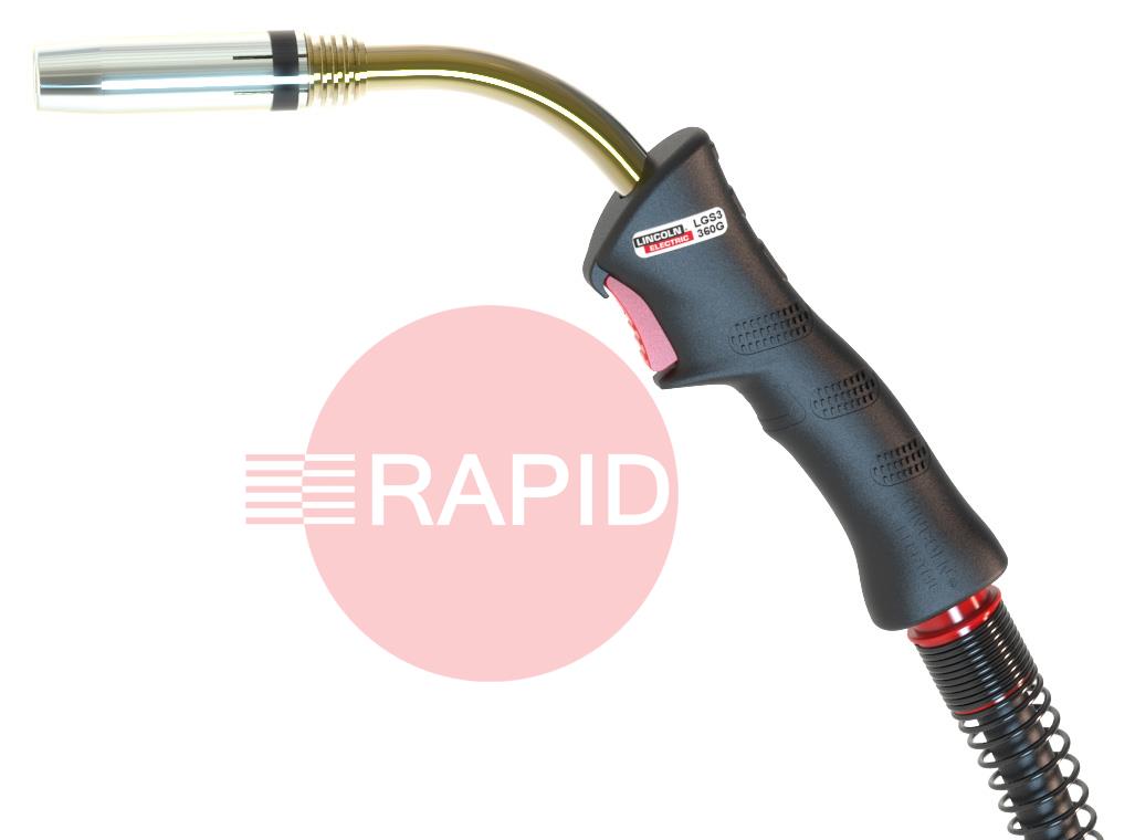 W10430-36-3M  Lincoln LGS3-360G Air Cooled 330A MIG Torch - 3m